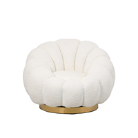 Fauteuil pivotant minimaliste de luxe léger, durable, pour salon et chambre, avec base métallique et revêtement en tissu doux
