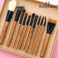 Collection de 11 pinceaux de maquillage professionnels avec manche en bois, pinceaux pour poudre, blush, fond de teint, kabuki et yeux
