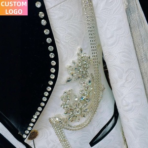 남성 세트 사용자 정의 로고 <span class=keywords><strong>3</strong></span> 조각 옴므 블레이저 손으로 수 놓은 무도회 자수 화이트 정장 럭셔리 남성 결혼식 - Product Image 4