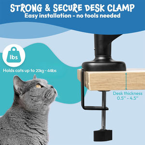 เตียงแมวแบบตั้งโต๊ะ นุ่มสบาย ทำจากผ้าพลัฌ รูปทรงเปลญวน สำหรับแมวขนาดเล็กและใหญ่ ใช้เป็นที่พักผ่อนในบ้าน หมุนได้ 360 องศา ปรับความสูงได้ - Product Image 5