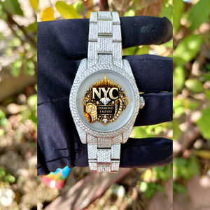 RUDRA JEWELS WATCHES นาฬิกาสแตนเลสสตีลสุดหรู ประดับเพชรโมอิสซาไนต์ ระบบกลไก วินเทจ สปอร์ต หรูหรา คริสตัลโปร่งแสง - Product Image 1