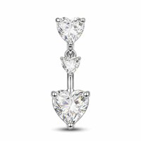 Piercing de nombril en acier inoxydable 316L de haute qualité avec pendentif zircon en forme de cœur – Bijoux de piercing pour le marché européen et américain