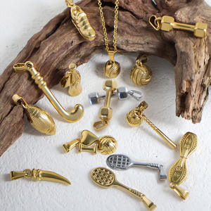 Mode jeux <span class=keywords><strong>de</strong></span> balle série bricolage pendentifs en acier inoxydable plaqué or 18 carats pour enfants pour <span class=keywords><strong>volley</strong></span>-<span class=keywords><strong>ball</strong></span> Baseball bijoux <span class=keywords><strong>de</strong></span> sport - Product Image 4