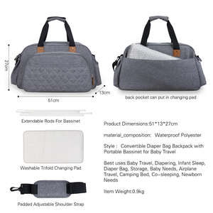 2024 nouvelle livraison rapide grande capacité bébé sac à couches étanche portable voyage berceau avec station à langer momy sac - Product Image 6