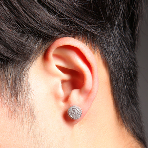 Boucles d'Oreilles Puces Tendance en Argent Sterling 925 Plaqué Or Blanc avec Fermoir à Vis Bling-Bling de Luxe Style Rappeur - Product Image 2