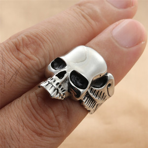 Skull <b>Ring</b> <b>Titanium</b> Steel Silver Men's Retro Punk Jewelry Gift 29007 - Product Image 3