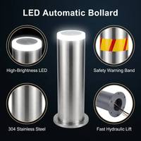 Borne de stationnement intelligente escamotable avec contrôle par application, poteau automatique en acier inoxydable 304 pour allée avec indicateur LED inclus