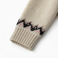 Cardigan en maille jacquard Fair Isle à col ras du cou pour femme, avec fermeture éclair, poignets et ourlet côtelés, coupe régulière, haut tricoté d'extérieur pour l'hiver, marque privée