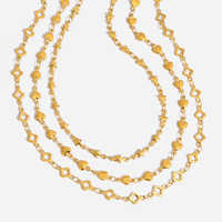 Collier unisexe en acier inoxydable plaqué or en forme de cœur et d'étoile, bijoux superposés tendance, fabriqué à Yiwu