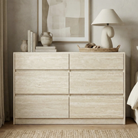 Nouvelle Commode Double à Texture Pierre avec Poignée Encastrée et Base Plinthe, Emballage Plat KD, Prix Distributeur