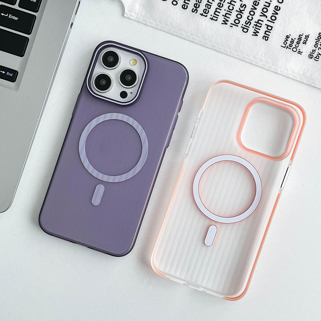Slim PC Magnetic Phone Case, Luggage Striped Texture, Matte Solid Color Minimalist Ins Style Cover for iPhone 15 14 13 Pro Max