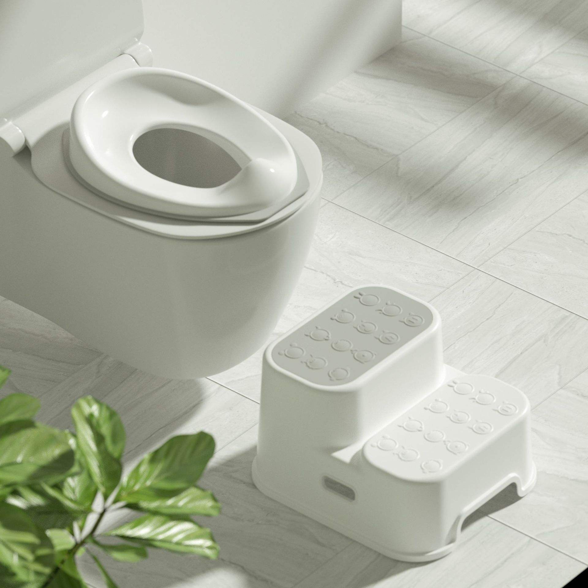 White toilet seat footstool