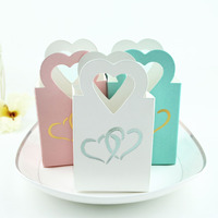 Mini sac à bonbons en forme de cœur, doré, gaufré et ajouré, boîte à thé, boîte à bonbons