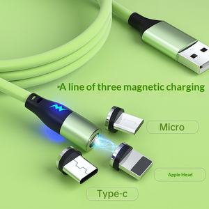 Cable de Datos Magnético para Comercio Exterior Transfronterizo, Verde, 1 m, Macaron, Carga Súper Rápida, Tres en Uno - Product Image 2