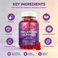 Gummies à la mélatonine en forme d'ours, d'étoile et de cœur, personnalisables, 60 unités par flacon, quantité pour 1 mois, marque privée