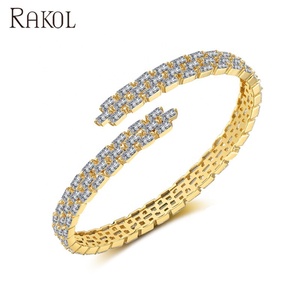 RAKOL BP163 Leaf-Shaped Women's Pure White Marquise Cut Cubic Zirconia Fashion Bracelet - Product Image 2