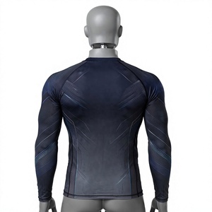 Men <b>Long</b> <b>Sleeve</b> <b>Compression</b> <b>Shirt</b> Breathable Quick Dry Spandex Polyester Front Logo Athletic Sportswear Rash Guard - Product Image 2