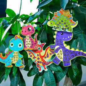 Autocollants mosaïques dinosaures très demandés pour enfants, DIY, correspondance des couleurs, éveil éducatif, étiquettes décoratives - Product Image 1