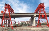 Grue portique à double poutre et double crochet, montée sur rail, capacité 100 tonnes