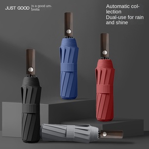 12-bone Double Keel Three-fold <b>Automatic</b> Folding Black Glue Sunscreen Rain Dual-use Sunshade Manufacturers Spot Printing - Product Image 5