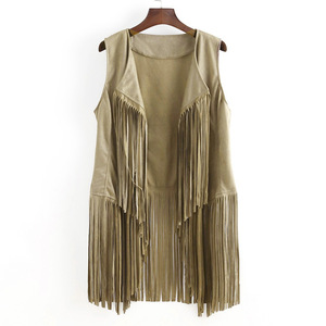 <span class=keywords><strong>Gilet</strong></span> à franges pour femmes personnalisé Cardigan sans manches sans boucle <span class=keywords><strong>Gilet</strong></span> américain de grande taille moyen et <span class=keywords><strong>long</strong></span> - Product Image 6