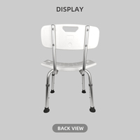 Chaise de douche en alliage d'aluminium avec accoudoirs doubles / Siège large et incurvé équipé d'un support pour douchette pour personnes âgées