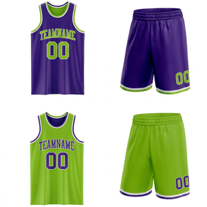 Conjunto de Uniforme de Baloncesto Personalizado Reversible, Impresión por Transferencia de Calor, 100% Poliéster, Chaleco Deportivo y Pantalones Cortos con Cintura Elástica de Secado Rápido - Product Image 1