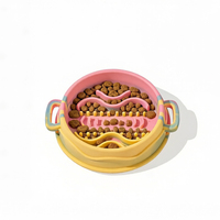 Gamelle de voyage double pliable en silicone alimentaire pour animaux de compagnie, distributeur lent, étanche, antidérapante, anti-étouffement, portable, pour chien, camping