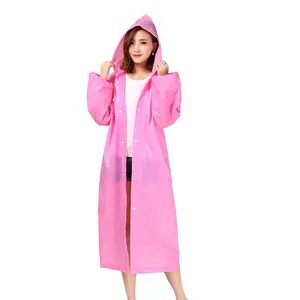 OEM pembe EVA rainwear özel plastik yağmurluk