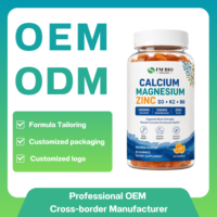 60 Comprimés Gommeux Calcium Magnésium Zinc Vitamine D3 K2 B6 pour la Force Osseuse – Complément OEM ODM Emballage Personnalisé