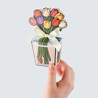 10 Stück/Packung 3D Tulpen-Blumenstrauß Süßigkeiten-Box Papierkarton Schokoladen-Geschenkverpackung Valentinstag Muttertag Party-Dekoration