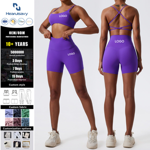 Conjunto Deportivo de 2 Piezas para Mujer, Top Deportivo y Pantalones Cortos Ajustados de Cintura Alta, para Yoga y Ejercicio, Talla <span class=keywords><strong>XS</strong></span> - Product Image 1