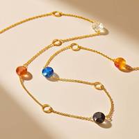 Collier chaîne en os de serpent en acier inoxydable et or 18K breloque perle ronde avec perle géométrique pour bijoux d'anniversaire