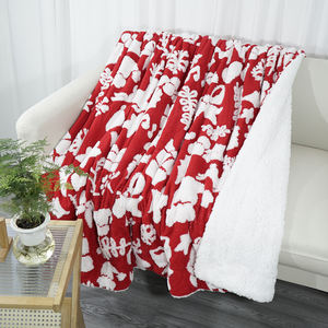 Couverture de jet Sherpa de Reindee rouge de Noël exquise, couverture molletonnée épaisse en microfibre chaude et confortable en peluche pour canapé-lit <span class=keywords><strong>grand</strong></span> cadeau - Product Image 4
