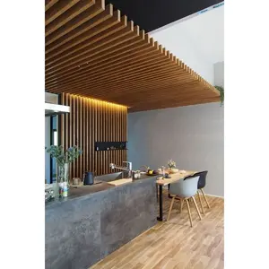 Tira deflectora decorativa de grano de madera, techo de aluminio, techo de Metal moderno, Villa, tamaño estándar: 3m; Tamaño máximo: 6m, diseño de modelo 3D