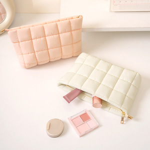Portable Makeup <b>Bag</b> Large Capacity Quilted Cosmetic Pouch For Skincare Storage Multi Color Options - Product Image 4