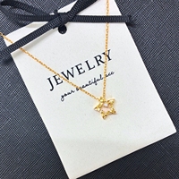 Kalung Rantai Pentagram Berongga CZ Perak Sterling 925 Berlapis Emas Hipoalergenik Perhiasan Berputar