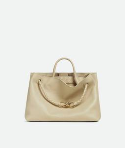 Bottega BV Andiamo <b>Top</b> handle bag in <b>silky</b> calf leather with signature knot detail and sliding cross-body strap Veneta - Product Image 1