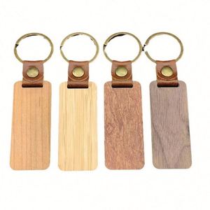 Luxury DIY <b>Blank</b> Wood Keychain Wholesale Key <b>Ring</b> Round& Rectangle Car Keychain Decoration Key Holders - Product Image 1