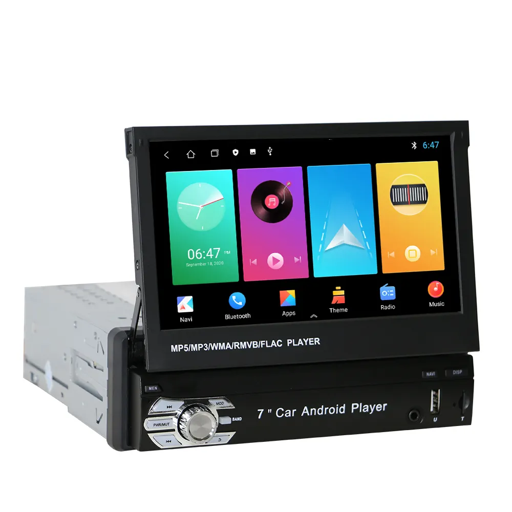 GPS navigation Android 1 Din 7 inch tự động có thể thu vào màn hình cảm ứng xe MP4 MP5 đài phát thanh video DVD player Android Para carro