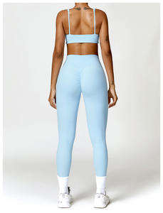 Vente en gros de vêtements de sport pour femmes ensemble <span class=keywords><strong>d</strong></span>'entraînement collants leggings 2 pièces sans couture à manches longues ensemble de fitness yoga combinaisons combishorts - Product Image 2