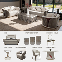 Ensemble de canapés de salon modernes de luxe tout-en-un haut de gamme avec table basse pour villa