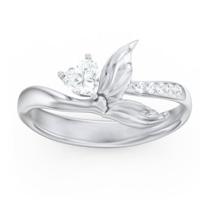 Anello a Coda di Sirena con Zirconi a Forma di Cuore per Donne, Gioiello da Dito in Stile Fiabesco - Product Image 2