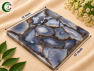 Placa Decorativa de Piedra de Ágata Azul Gris de 12 Pulgadas para Pared, Ideal para Interiores de Hogar y Oficina, Decoración de Pared Premium - Product Image 2