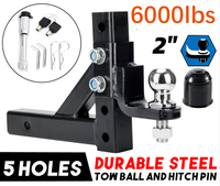 Nouveau kit de support de boule d'attelage réglable à 5 trous, capacité 6000 LBS, avec goupilles de verrouillage de 2 pouces, en acier au carbone haute résistance pour VR et bateaux