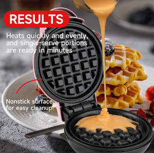 Mini gaufrier électrique automatique avec surface de plaque antiadhésive pour la fabrication de beignets pour le petit déjeuner, le dessert et le snack. - Product Image 3