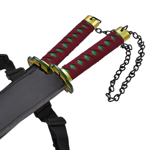 Épée Nichirin Demon Slayer en acier inoxydable de 43 cm, pas cher, <span class=keywords><strong>Tengen</strong></span> Uzui, décoration artisanale, ensemble de deux katanas avec fourreau en cuir PU - Product Image 4