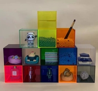 Boîte de rangement en acrylique néon moderne personnalisée, résistante à l'eau, multi-usages, pour cosmétiques, bijoux, objets de collection, maison