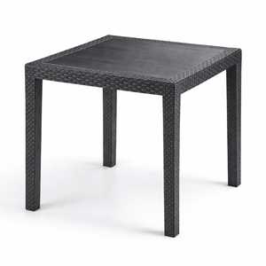 Square Plastic Garden <b>Table</b> 79x79x72 Cm Anthracite Rattan Effect Legs - Product Image 1