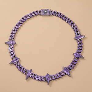 Unisex <b>Rose</b> <b>Gold</b> Iced Out Natural Diamond <b>Chain</b> <b>Necklace</b> with Spikes Hiphop Rock Pendant <b>Gold</b> Plated for Certified Luxury - Product Image 1
